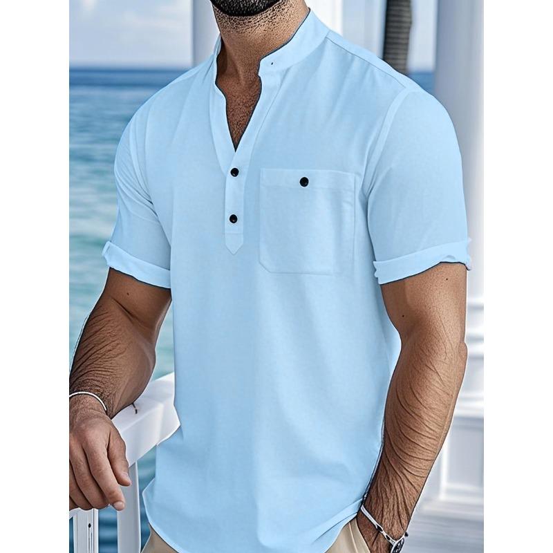 Herren Kurzarm T-Shirt Retro Atmungsaktiv und Leicht Herren Baumwolle und Leinen Tang Kleidung
