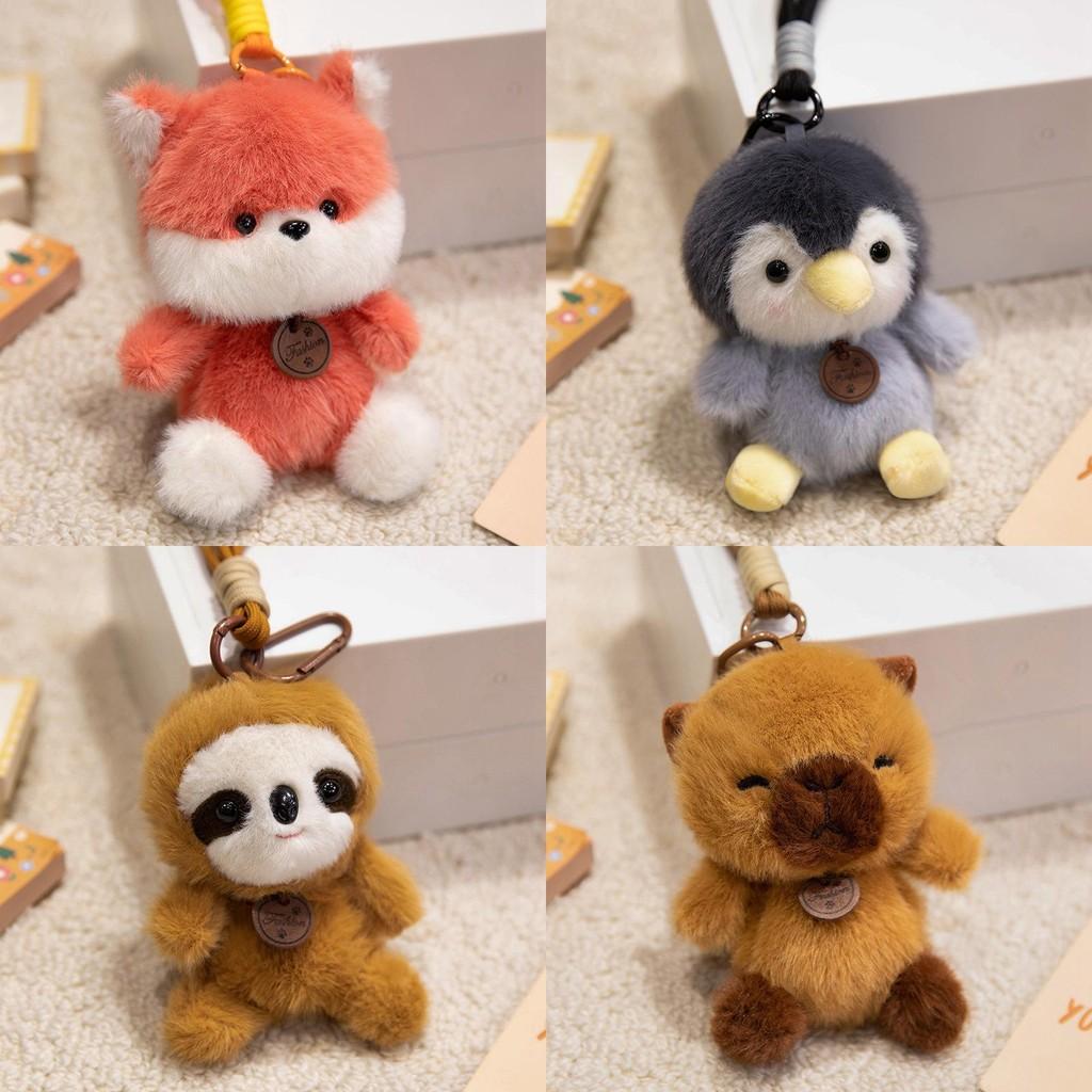 Plush Cute Keychain Pendant With Capybara Penguin Raccoon Panda Design Shaped