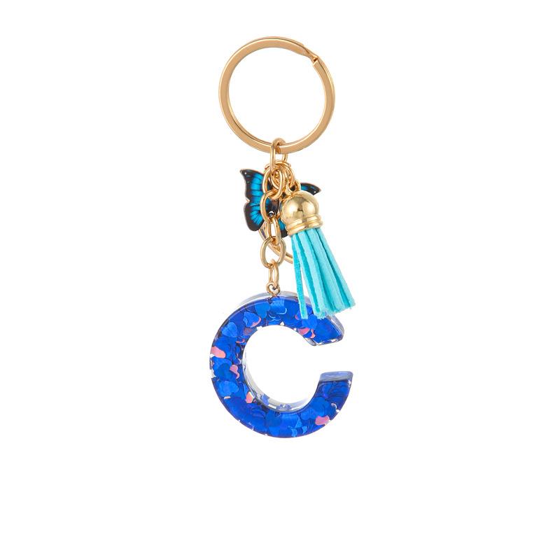 Harts Blått Hjärta Fjäril Bokstav Nyckelring Klassisk Retro Väskhänge Praktisk Hållbar Ryggsäcksaccessoar Söt Gåva Till Flickvän Bästa Vän