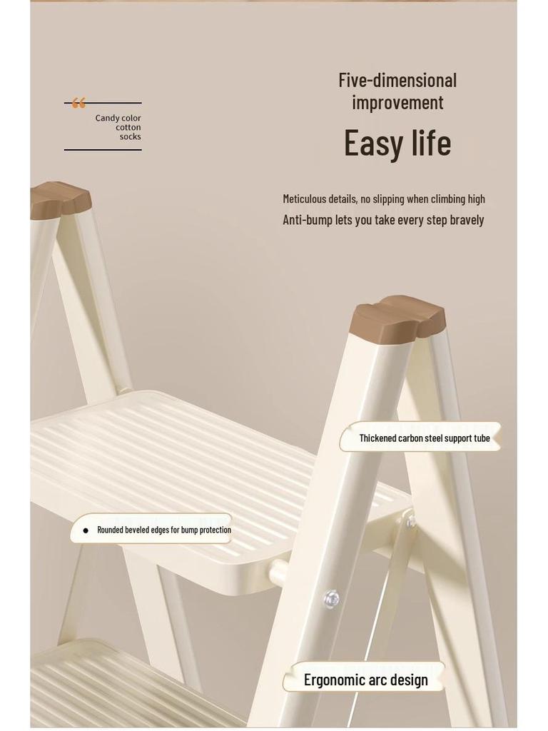 Housewarming Thickened A-Frame Folding Ladder with Enlarged Red Pedal for Safety