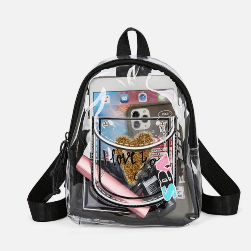 Fashion PVC Backpack Transparent Waterproof Jelly Bag Large Capacity Shopping Bags