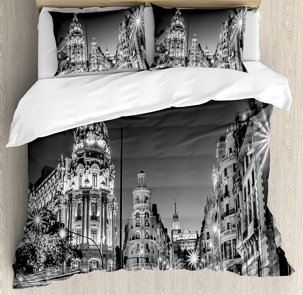 Schwarz und Weiß Bettwäscheset Bettdecke Bettbezug Kissenbezüge Punk Teenager Muster Kassette Tastatur Bettwäschebezug Doppelbett Set