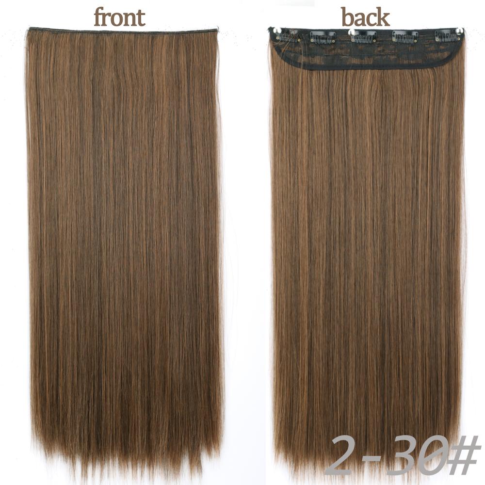 MERISIHAIR Women Fashion Long Straight Synthetic Fiber Hair Extensions 5 Clips Invisible Hairpiece for Daily Wear