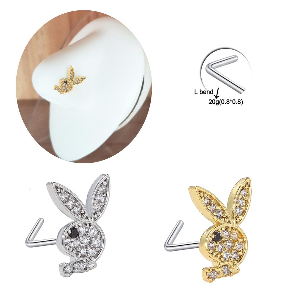 20G Chirurgischer Edelstahl Nasenstecker CZ Kaninchen Nasenringe Unisex Nasenpiercing Schmuck Knorpel Ohrring Tragus Körperschmuck