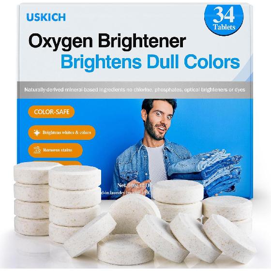 Отбеливатель пятновыводитель, 34 шт. капсулы-альтернатива отбеливателю, натуральный кислородный отбеливатель, безопасные таблетки без хлора для стирки, отбеливатель для стирки