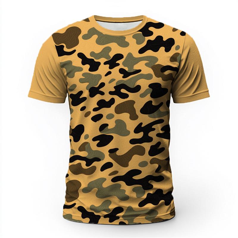 Modische Camouflage Grafik T-Shirts für Herren Sommer Locker Kurzarm 3D Gedruckte O-Ausschnitt T-Shirts Einfach Lässig Tägliche Kleidung Tees