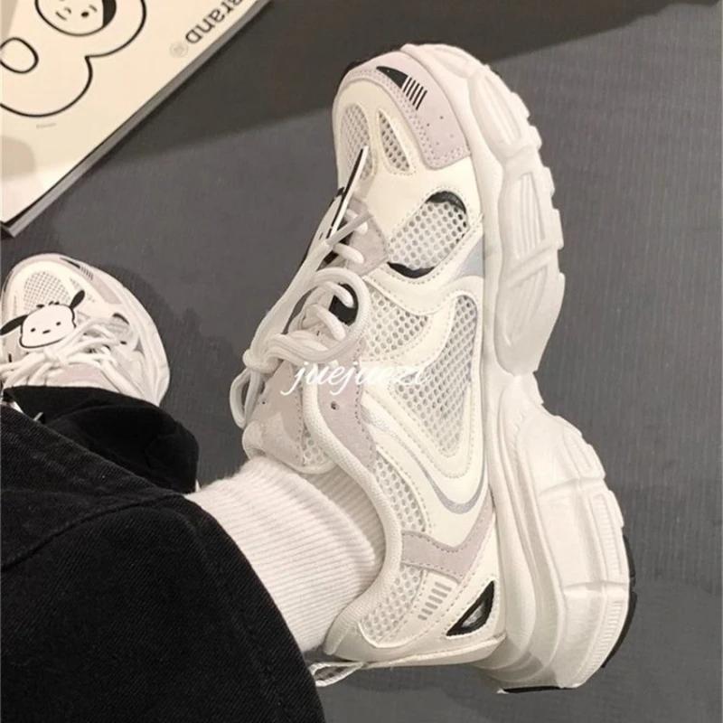 Fashion Women's Shoes Luxury Thick Sole Sneakers Fashion Casual Shoes Sneakers Women Mesh Breathable Thick Sole Tennis Vulcanized Shoes