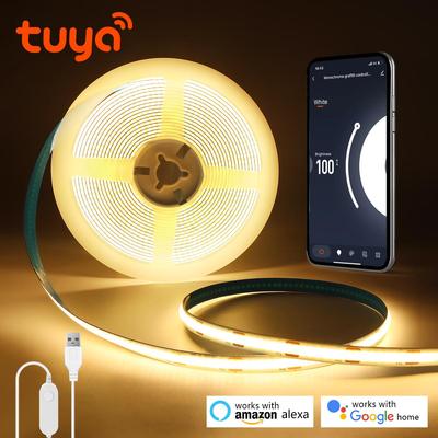 Tuya Smart Life WiFi USB 5V COB LED Strip 320LEDs/M Telecomandă Lumini de noapte cu LED-uri reglabile Funcționează cu Alexa Google Home