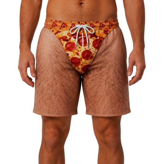 Activewear for Water Sports Men Hairy Booty Shorts, 3D Butt Print Beach Elastic Waist Board Shorts Funny Patriotic Swim Trunks Summer Vacation