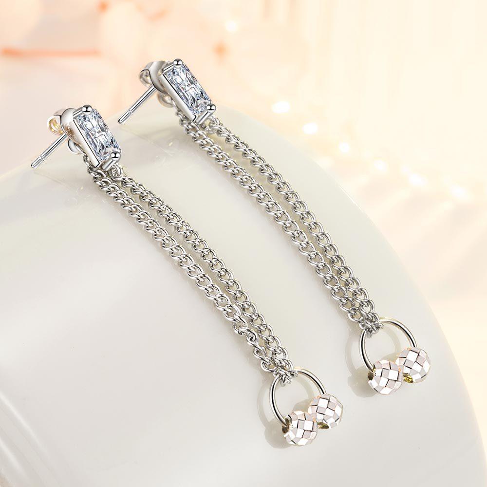 Fashionable Back-hanging Mid-length Tassel Style for Women Earrings