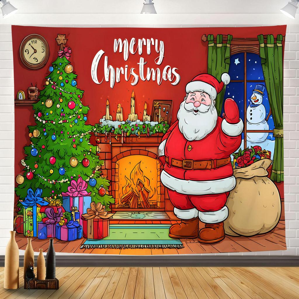 2025 Merry Christmas Tapestry: Festive Holiday Background Wall Hanging for Party Decoration