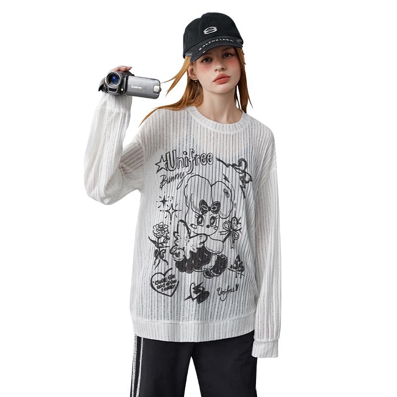 UNIFREE Celebrity Style Loose Long Sleeve T-Shirt Blouse