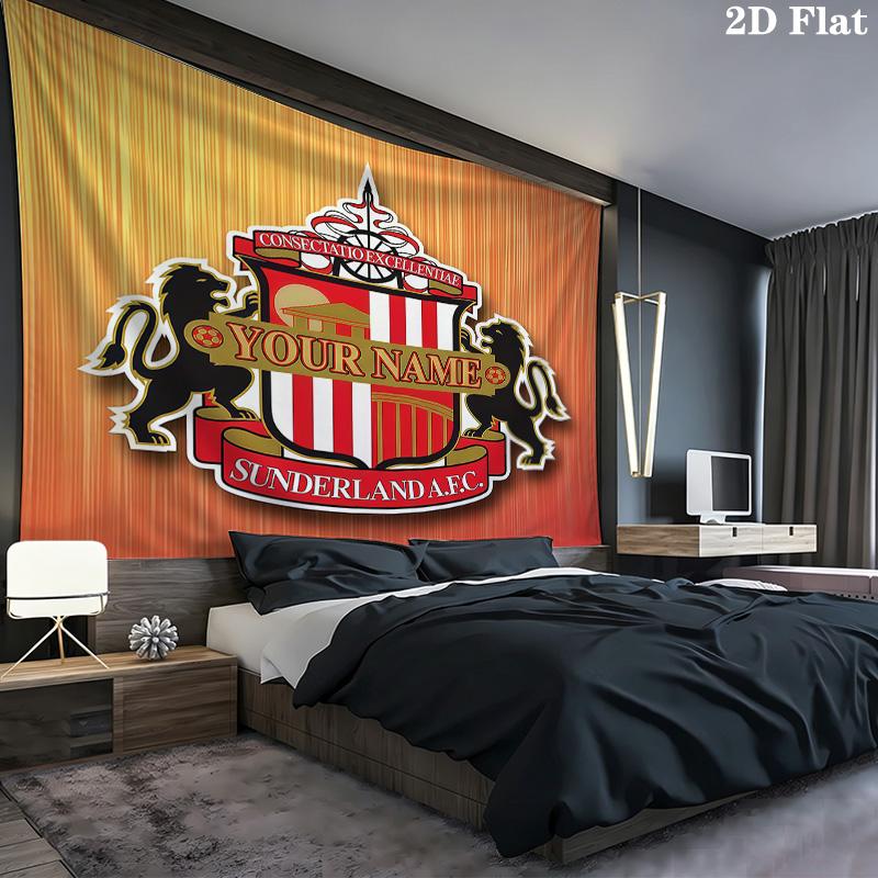 Sunderland Association Football Club Custom Name Wall Tapestry Aesthetic Wall Hanging Printed Fabric Blanket Decorative Tapestries for Bedroom Living 
