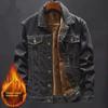 Men's Plus Size Velvet-Lined Denim Jacket - Autumn/Winter Cotton-Padded Coat