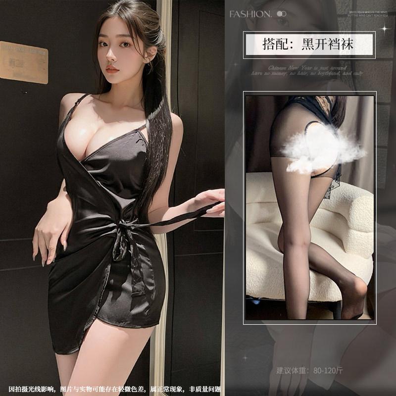 Sexy lingerie women's nightgown sexy fun pure desire backless dress suspender skirt tied