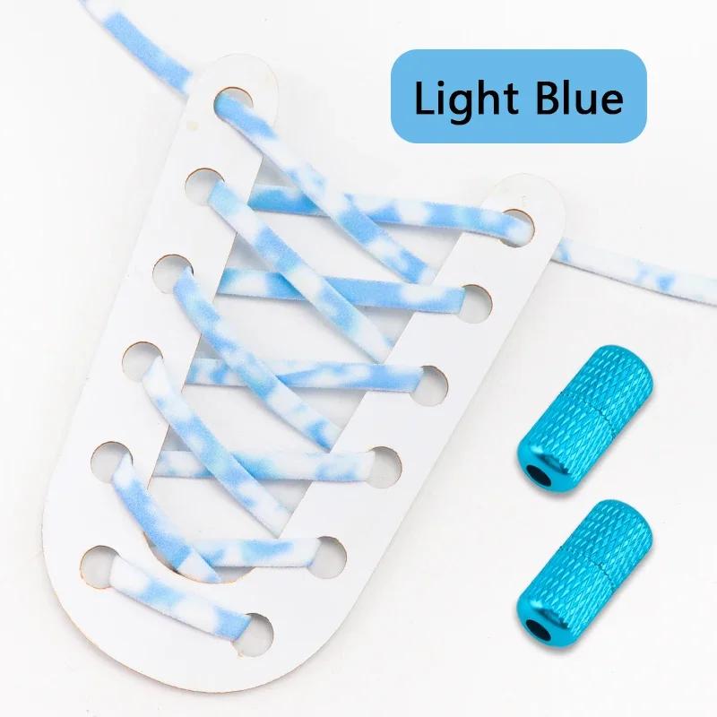1 Pair No Tie Shoe Laces Round Metal Capsule Lock Elastic Shoelaces For Sneakers Easy To Put On And Off Lazy Shoes Lace Unisex