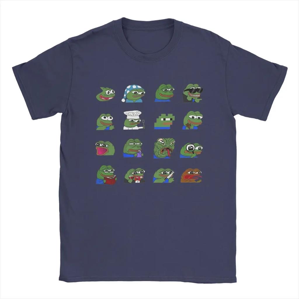 Pepe Peepo Variety Set Men T Shirt Fun Tees Short Sleeve Crewneck T-Shirts Pure Cotton Graphic Tops
