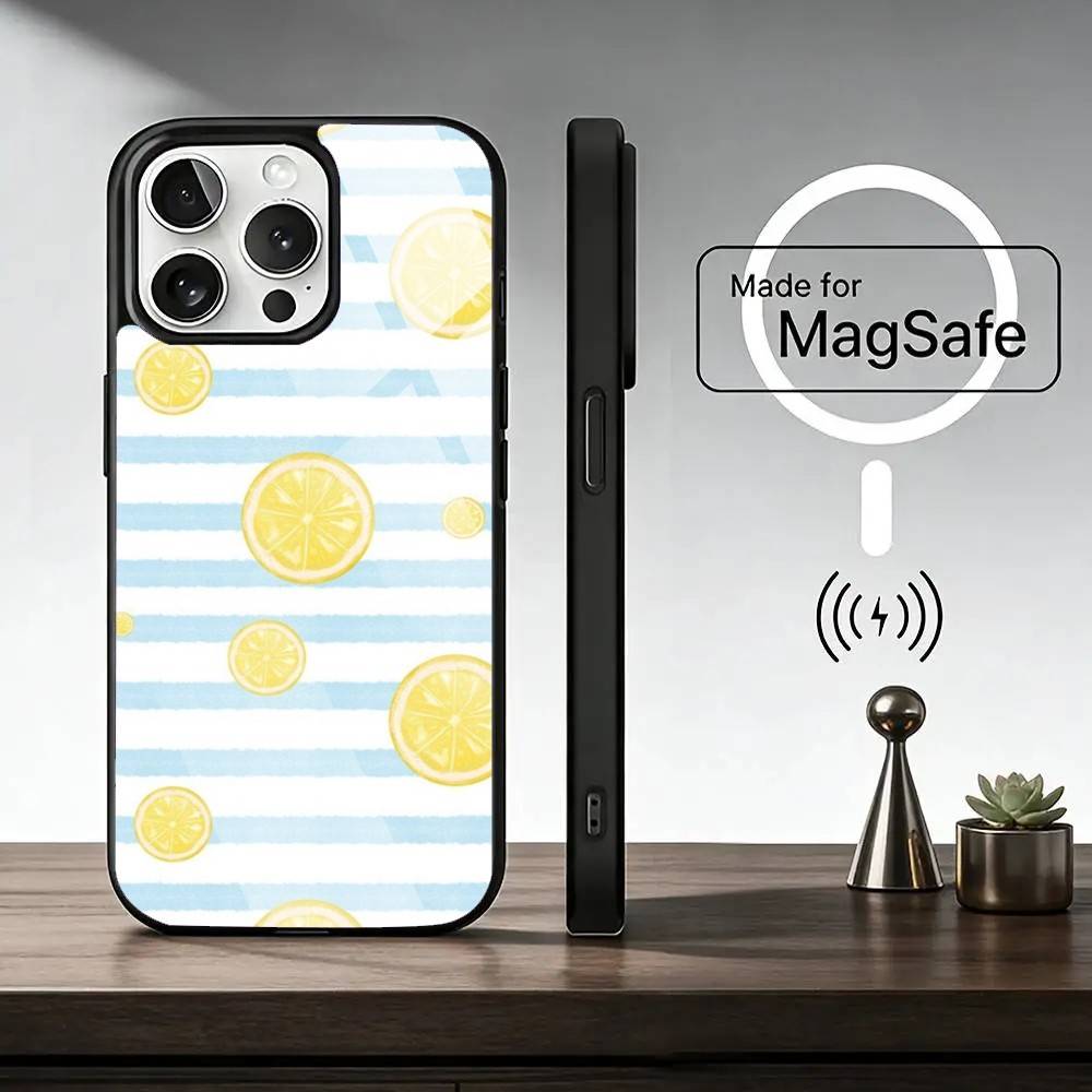 Lemon C-Cool Stripe Pattern  Phone Case For iPhone17,16,15,14,13,12,11 Plus,Pro Magnetic For Magsafe Wireless Charging