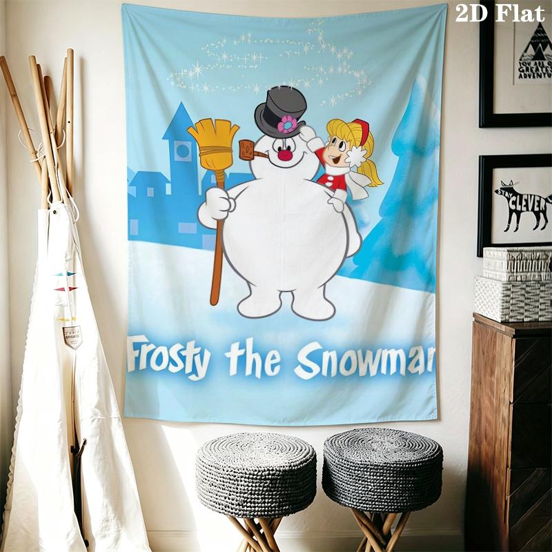 Frosty the Snowman Wall Tapestry Aesthetic Wall Hanging Printed Fabric Blanket Decorative Tapestries for Bedroom Living Room Home Decor