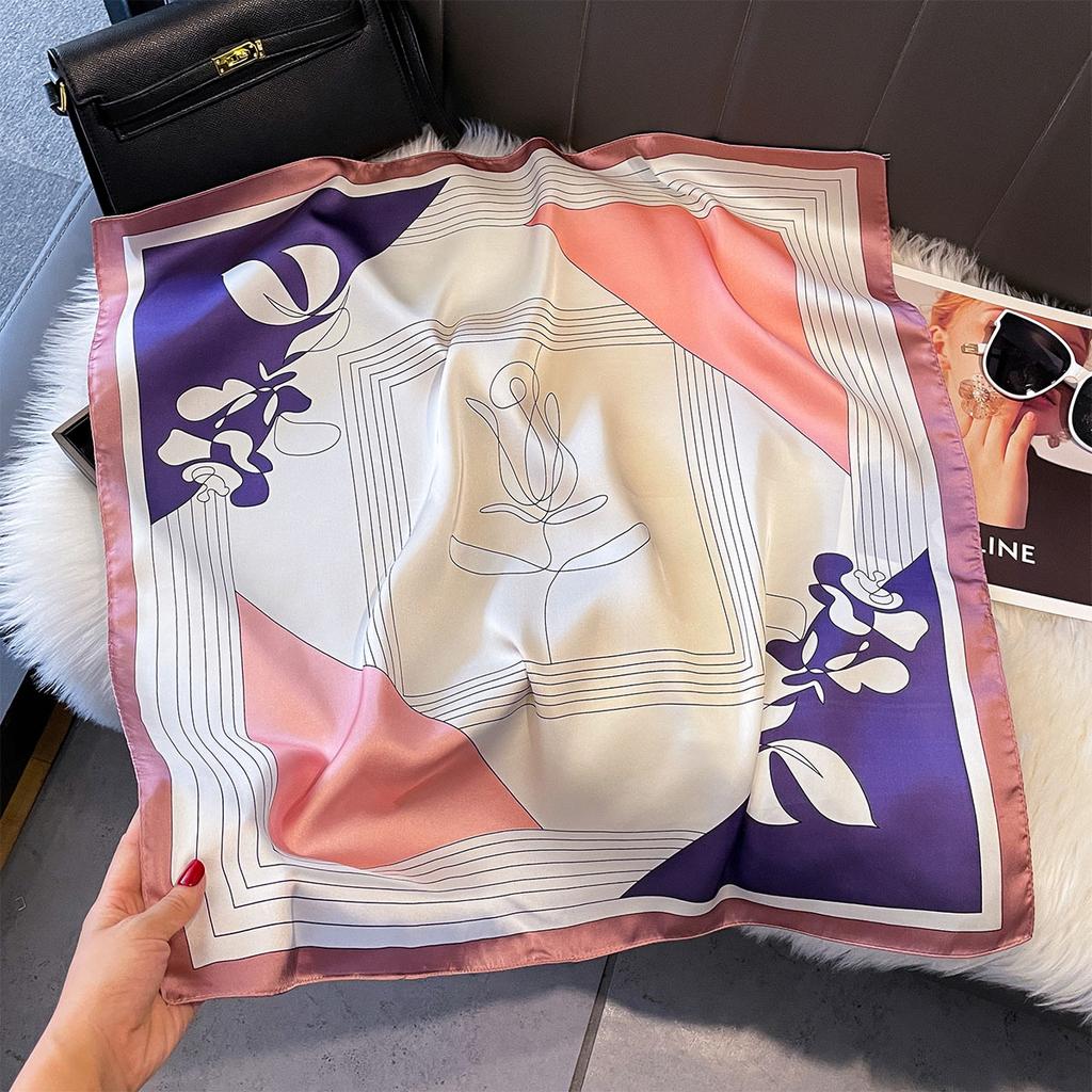 Paisley Floral Print Silk Square Scarfs For Women Decorate Neck Ties 70*70Cm Kerchief Lady Hijab Female Neckerchief Wraps Soft