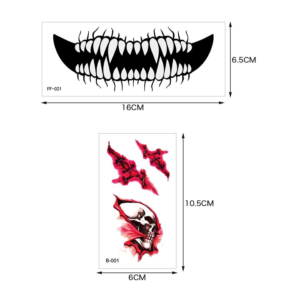 Mexico Halloween Large Mouth Face Tattoo Stickers Holiday Temporary Spookys Horror Mouth Spookys Look Stickers for Cosplay Part