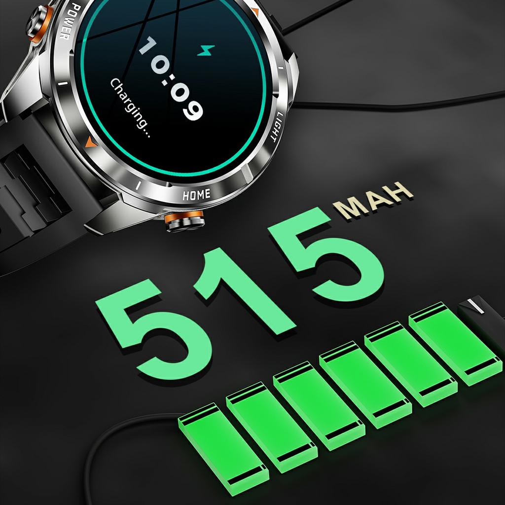 KT80 1,46 Zoll Outdoor Smartwatch mit Taschenlampe Gesundheitsmonitor Multi-Sport-Modi Armbanduhr