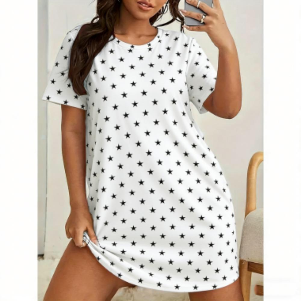 3D Print For Women Short Sleeve Sleepwear Dresses Loose Casual Fit Tee Nightwear Home Clothes Nightie Loungewear Dresses