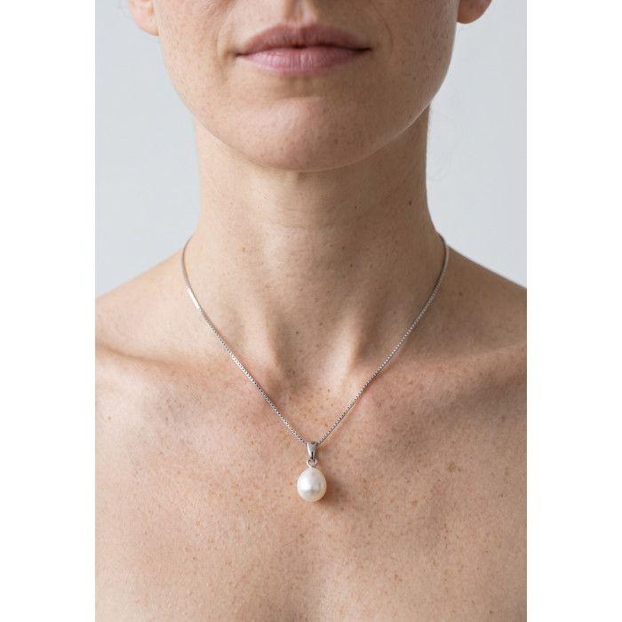 Pendentif - PEARLS &amp; COLORS - Perle Blanche - Perle eau douce 8-9 mm - Argent 925 - Qualité AAA+