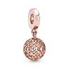 Plated Rose Gold Sparkling Pink Air Balloon & Levelled Heart Charm Bead Fit Original Sier Bracelet DIY Jewelry