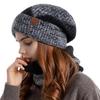 Yousheng 2 Pcs/Set Men Winter Hat Neck Warmer Thick Knit Stretchy Contrast Color Ear Protection Keep Warm Daily Wear Dome Cap Outdoor Skiing Skating