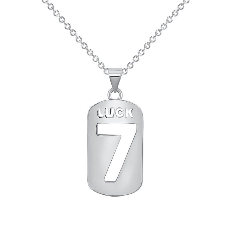 Couple LUCK Letter Necklace, Punk Stacked Wear Hollowed Out Personality Hip Hop Army Brand Week 7 Lucky Number Necklace