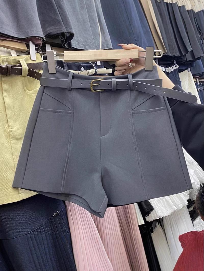 

Women s High Waist Slimming A-Line Wide Leg Suit Shorts - Versatile Spring/Summer Design XL сірий колір