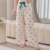Cotton Silk Family Spring and Autumn Women's Cotton Silk Pajama Pants Wide-leg Pants Thin Artificial Cotton Can Be Worn Outside Casual Home Pants