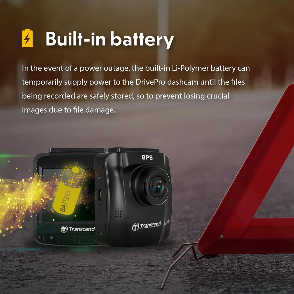Transcend DrivePro 250 Dash Cam with 32GB microSD Card (TS-DP250A-32G)