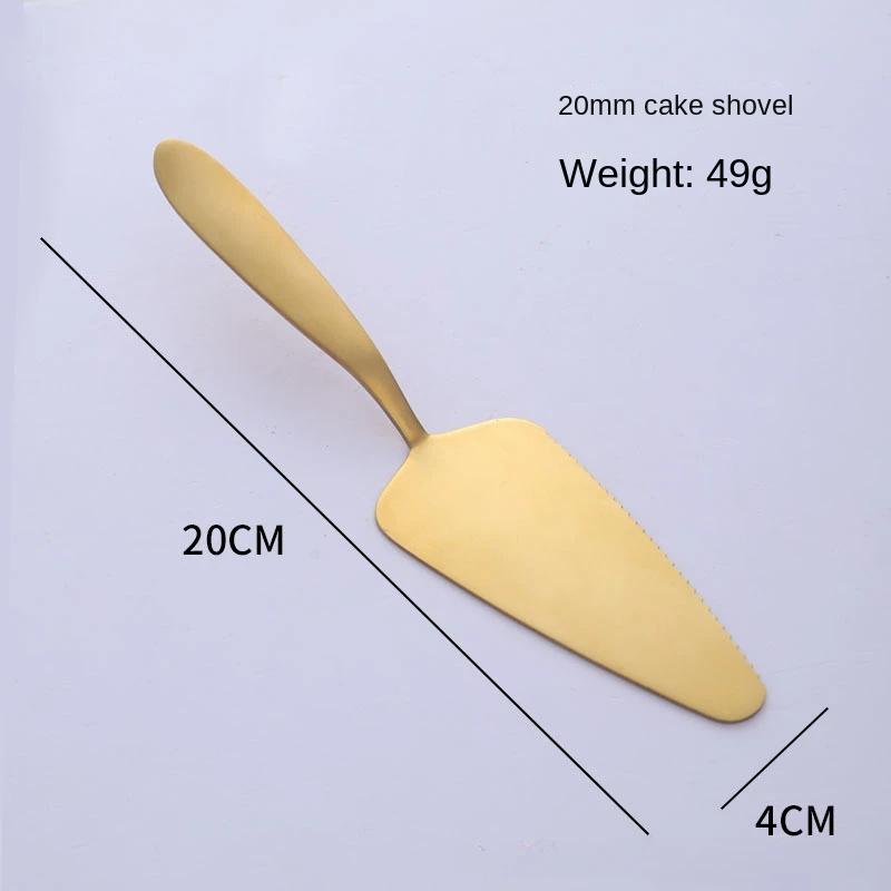 Golden cake spatula Stainless steel cake knife, fork and spoon set mooncake dessert spoon Western pastry baking tools