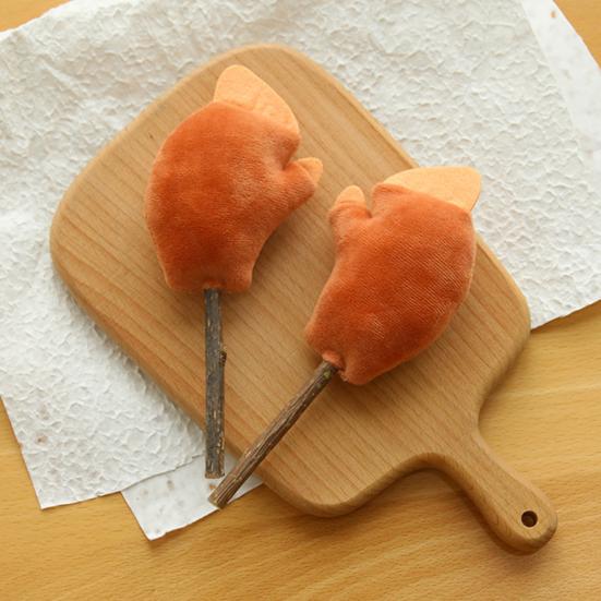 Plush Cat Chew Toy with Bell Natural Silver Vine Catnip Toy Grilled Skewer Shape Kitten Teething Toy for Teeth Cleaning Anxiety Relief