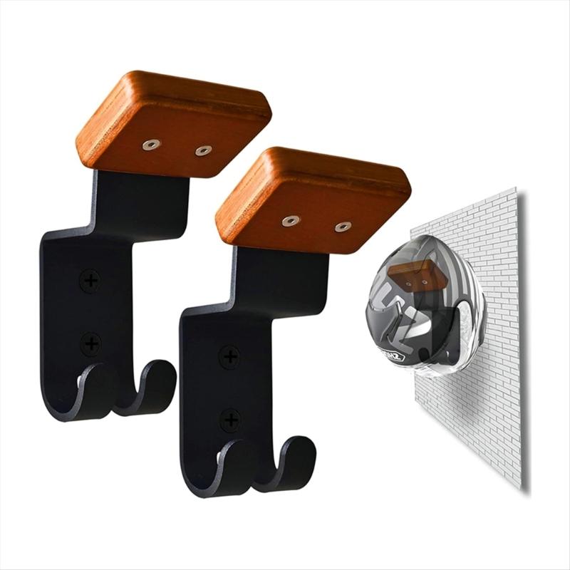 Sturdy Motorcycle Helmets and Jackets Storage Shelf Wall Display Rack with Utility Hooks for Home and Showrooms Use 2pcs