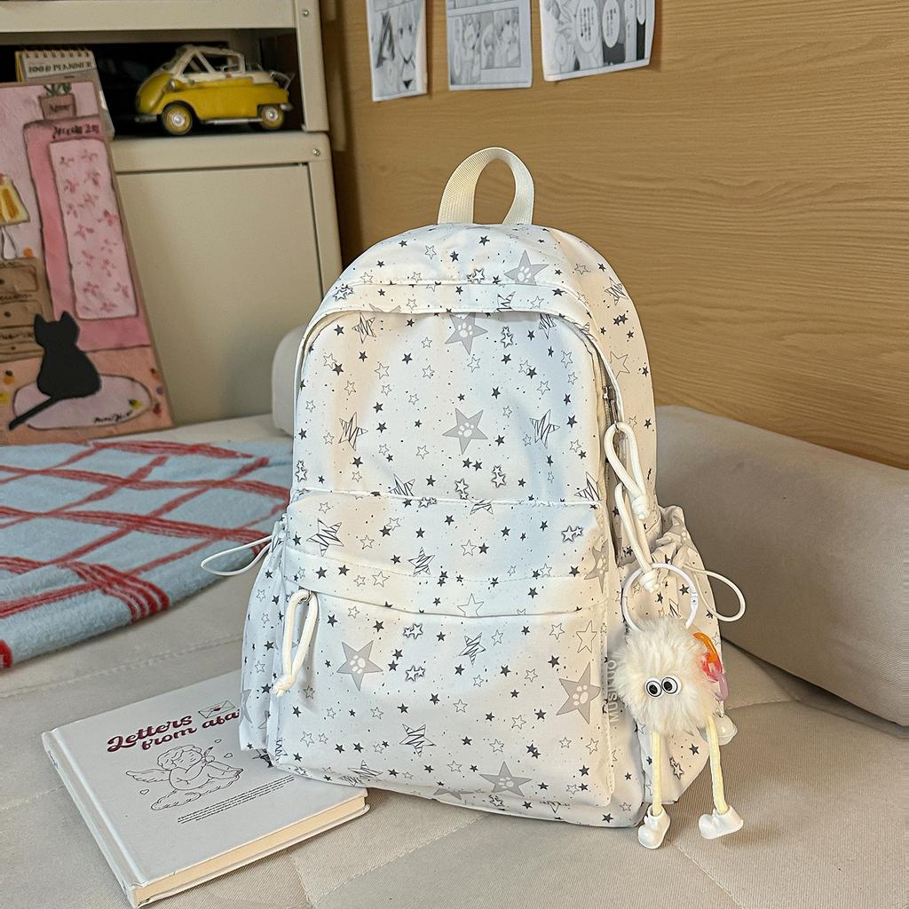 Schoolbag New High-value Star Schoolbag, Lightweight Casual Backpack for Junior and High School Students, Large Capacity, Small Fresh Backpack.
