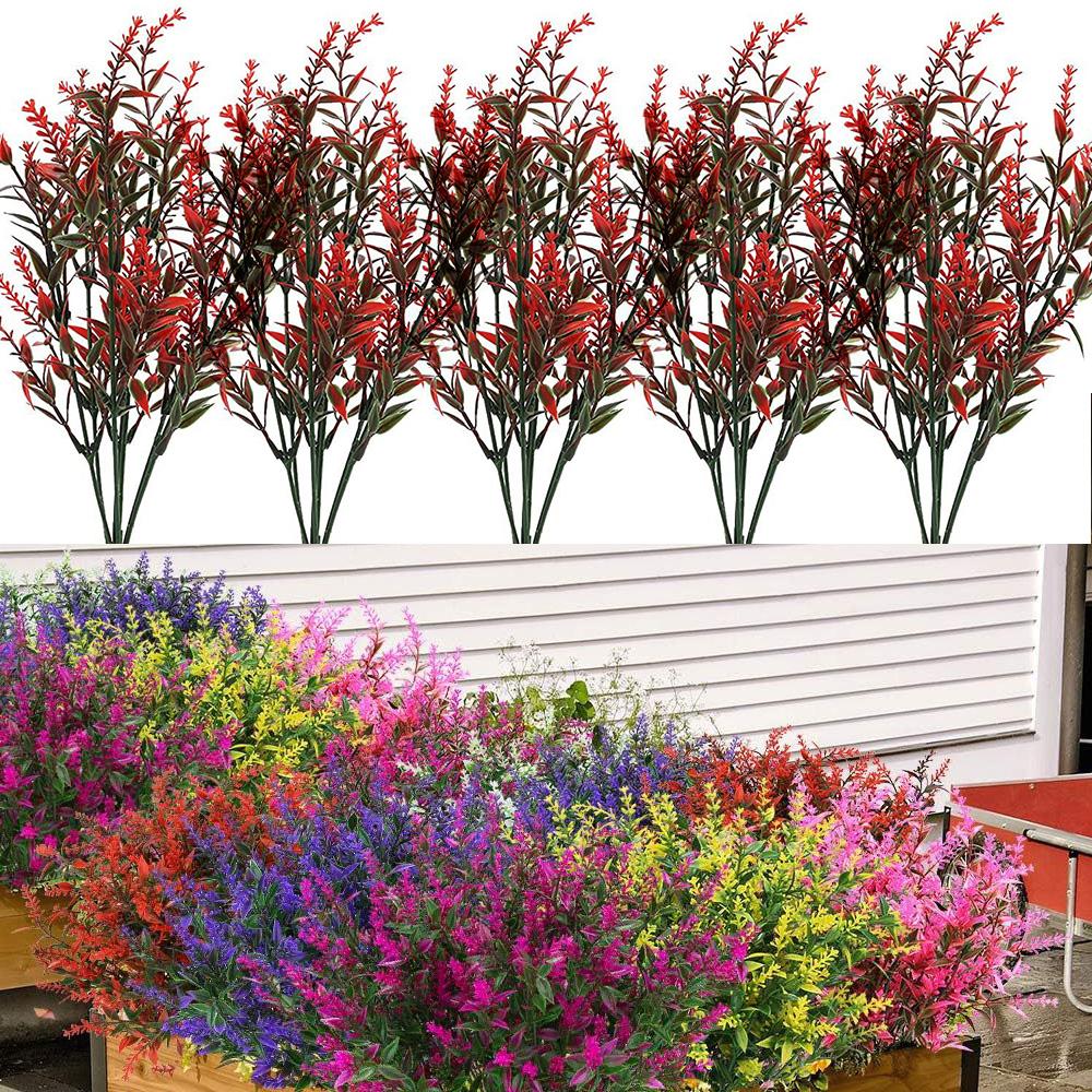 For Gardens Fake Shrubs Artificial Flowers 13.8in Artificial Flowers For Home Decor UV Resistant Flowers 13.8in Size