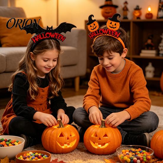 Costume Headpiece for Women 8 Pcs Halloween Headband Kids Adults, Glitter Pumpkin Holiday Hair Bands Eyeball Bat Hairband Costume, Cosplay Party