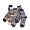 5 Pairs of Men's Autumn and Winter New National Wind Thick Line Thickened Warm Rabbit Wool Socks