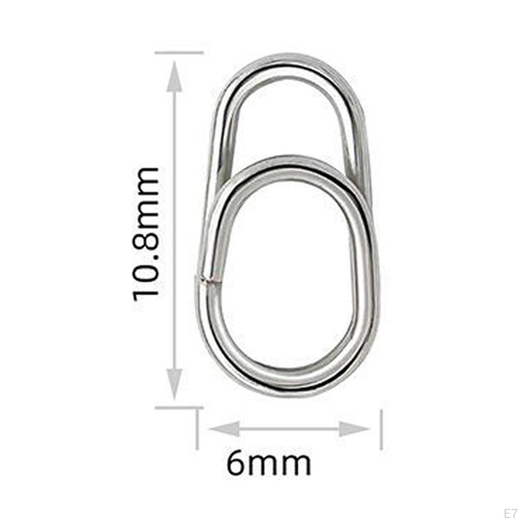 100 Pieces Fishing Split Rings Connectors Oval High Strength for Freshwater Saltwater