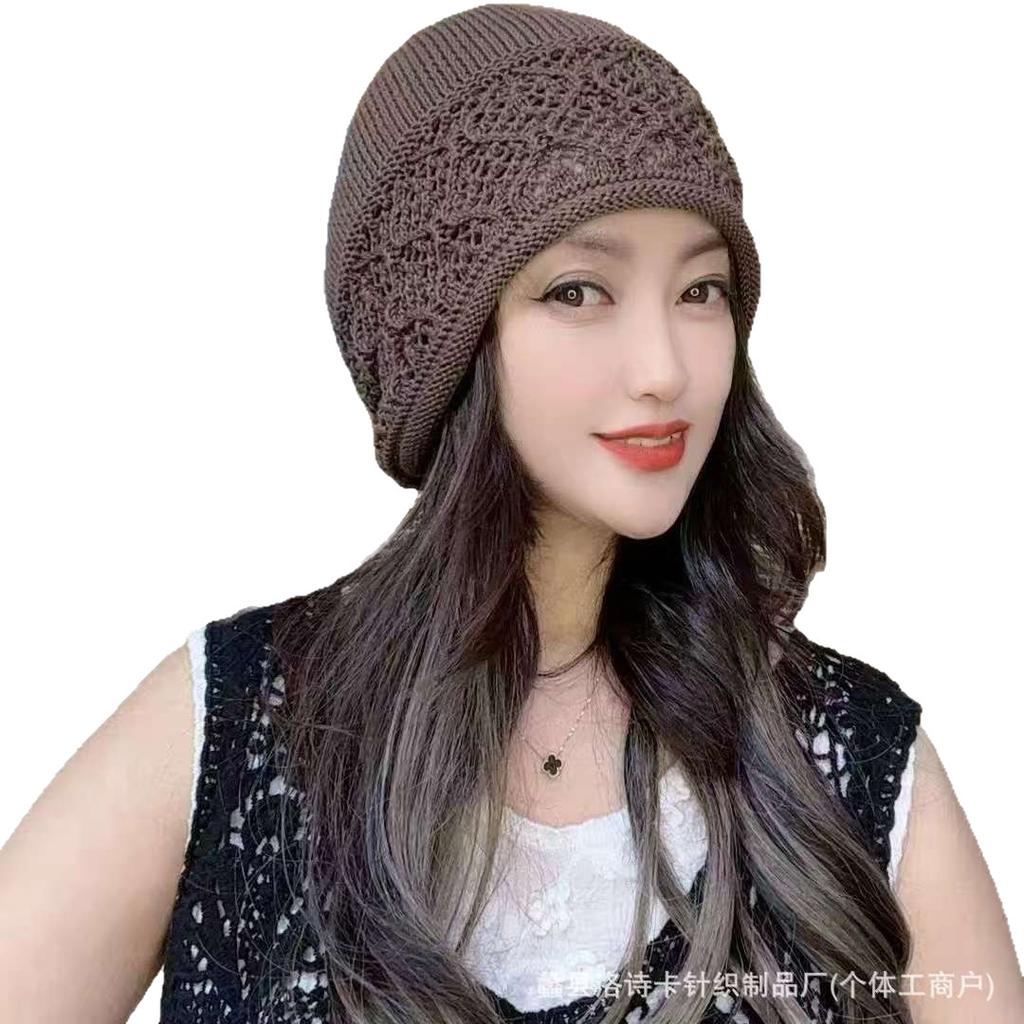 Handmade crochet fashionable warm bald hat autumn and winter thickened hat women's new ethnic style knitted wool stacking hat