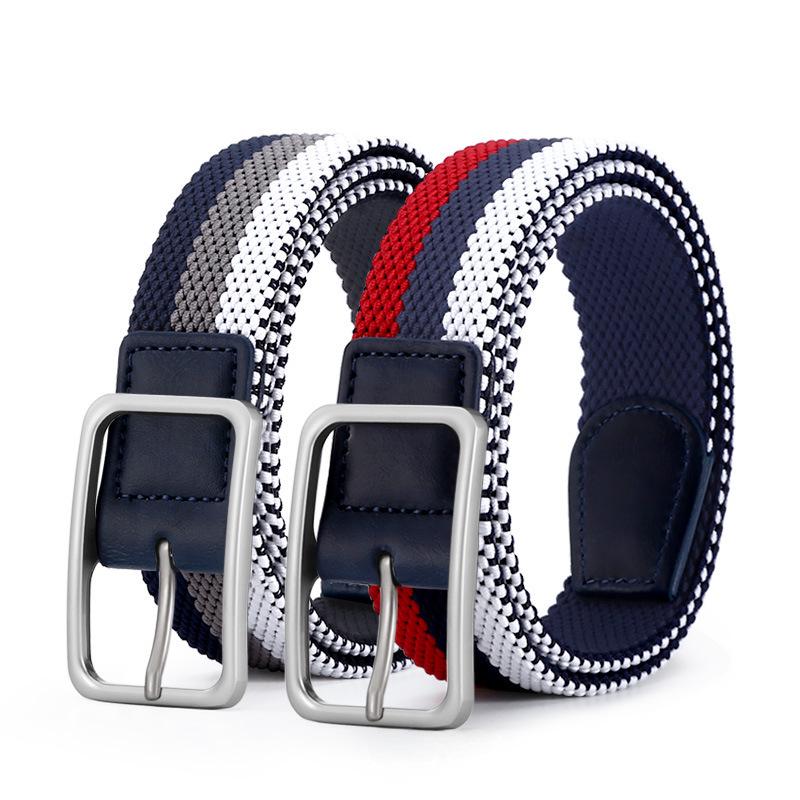 Curele pentru bărbați, multicolore, respirabile, țesute, elastice, din pânză, cu cataramă cu pin - Stil casual