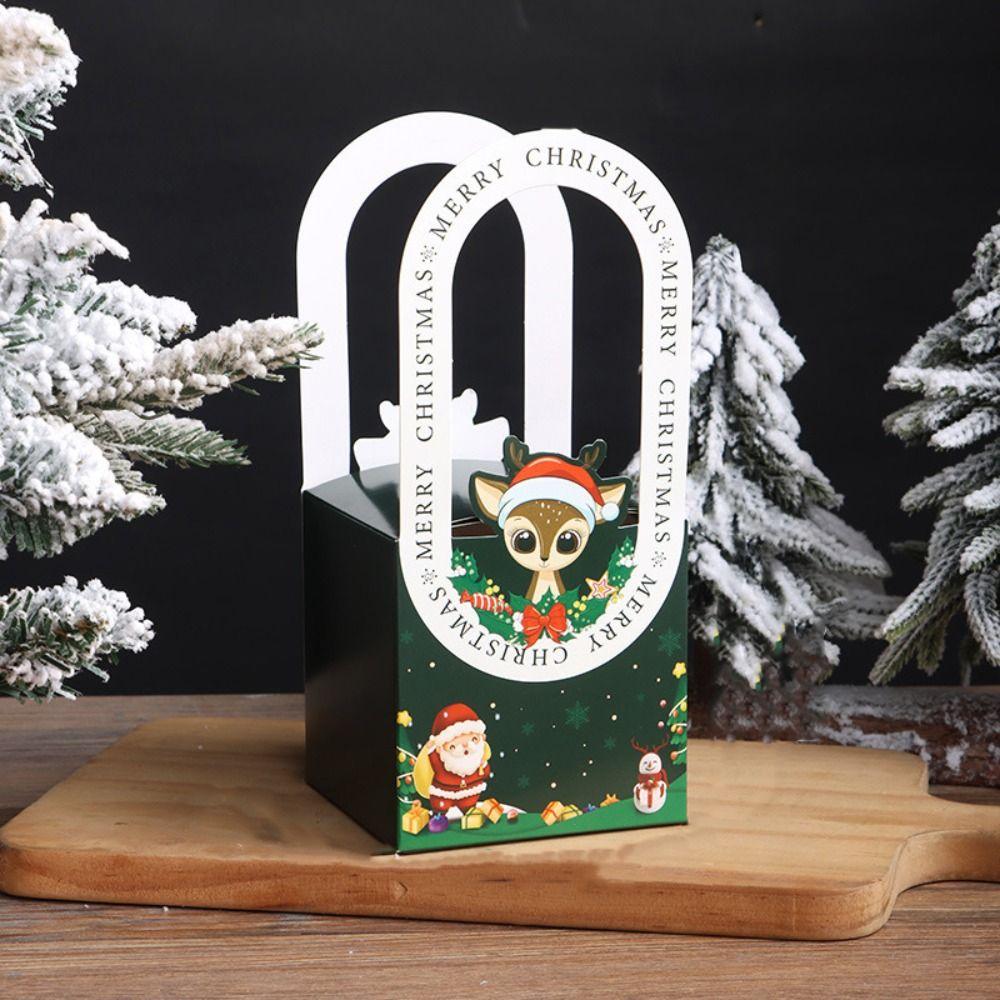 10pcs Paper Christmas Fruit Packaging Box Cute Xmas Eve Packaging Bag Christmas Gift Box Chocolate