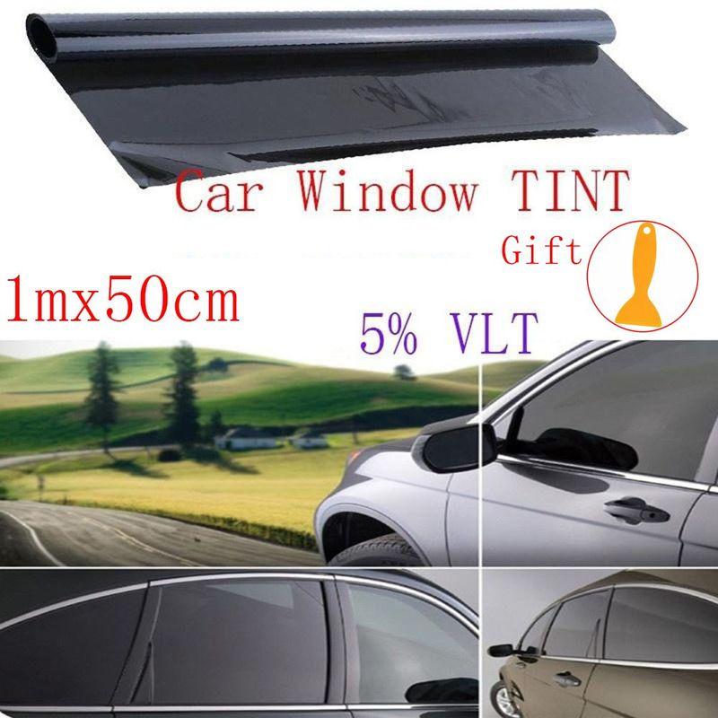 100x50cm 5% VLT Car Window Tint Professional Dark Smoke Black Film Uncut