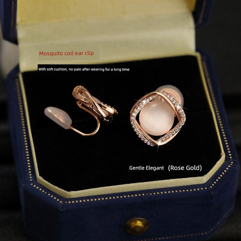 

Stud Earrings Sterling Silver 999 Opal Earrings Women s 2025 New Arrival Best Selling Ear Clip Fancy Accessible Luxury Graceful Earrings [Ear clip without pierced ears] Rose Gold