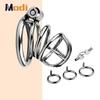 Metal Chastity Cage Men's SM Anti-Cheating Bondage Device Penis Urethra Lock Adult Steel Restriction Chastity Cage Sex Toy