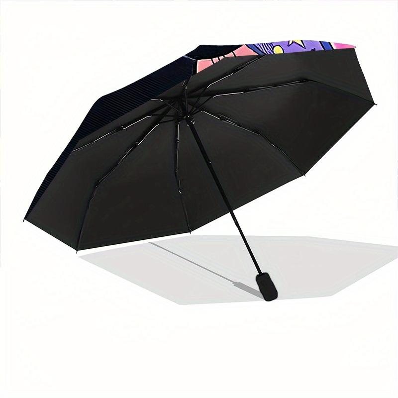 1pc Witch Cat Automatic Open/close Umbrella, 8-Rib sturdy structure, Portable Travel Umbrella, Parties, Everyday Use, Outdoor Accessory, Art