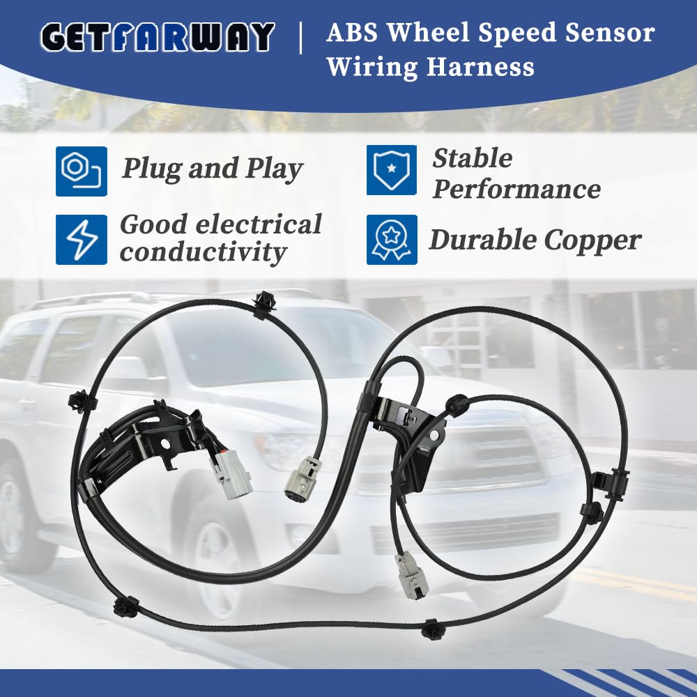 ABS Wheel Speed Sensor Wiring Harness 89516-0C050 Compatible with Toyota Tundra 2007-2021 Rear ABS Skid Control Sensor Wire Replace 89542-0C020